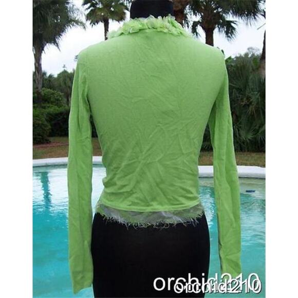 Cache Apple Green Embellished Hidden Bead Rhinestone Shrug Wrap Top New $118 NWT - Picture 4 of 4
